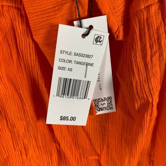 Sanctuary Women's Bow Front Keyhole Cotton Cover-Up Dress Tangerine Size XS NWT - Picture 2 of 11